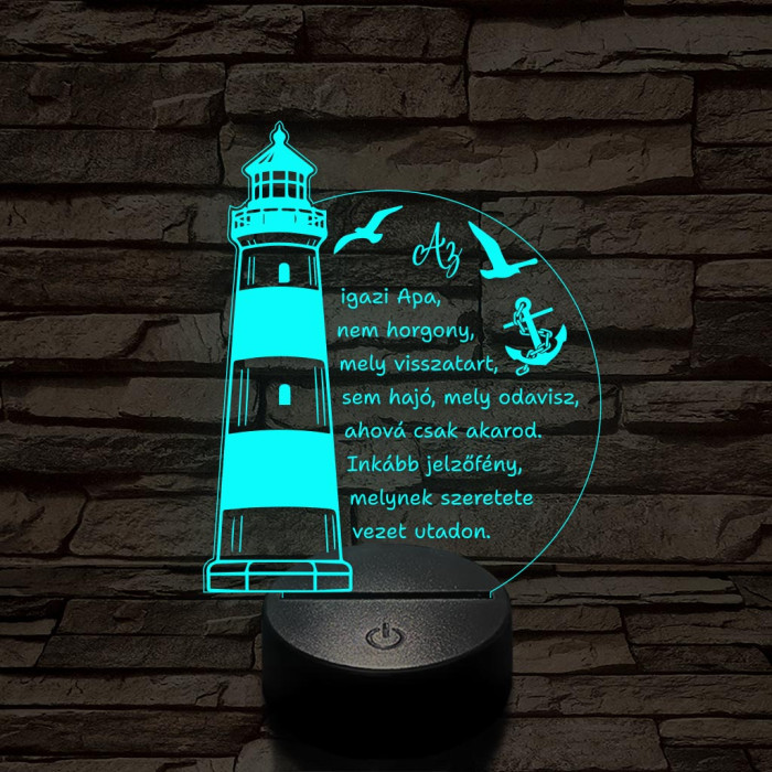 Apák napi világítótorony 7 színű színváltós 3D led lámpa