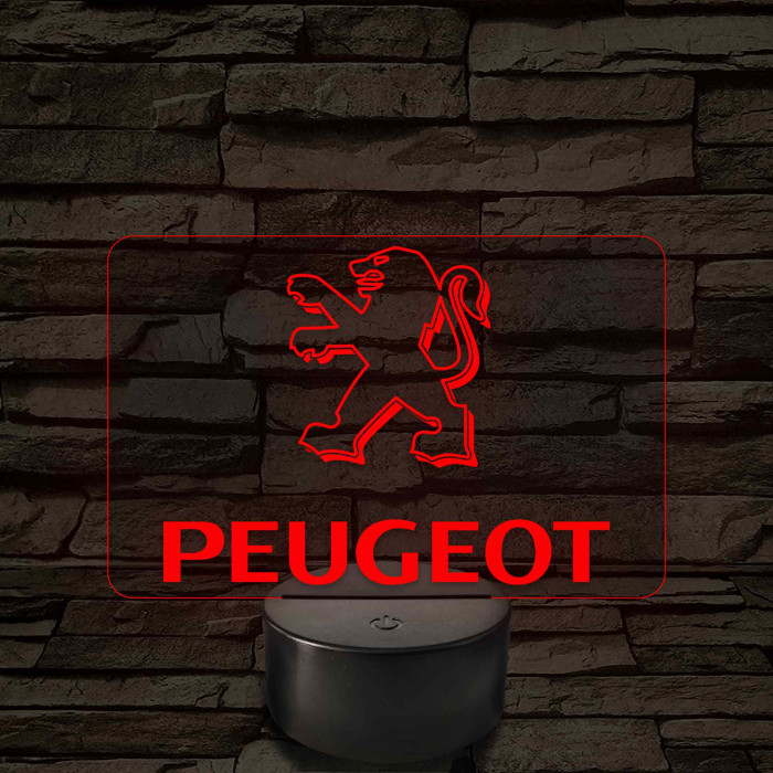 Peugeot logó – 7 színű, színváltós LED lámpa