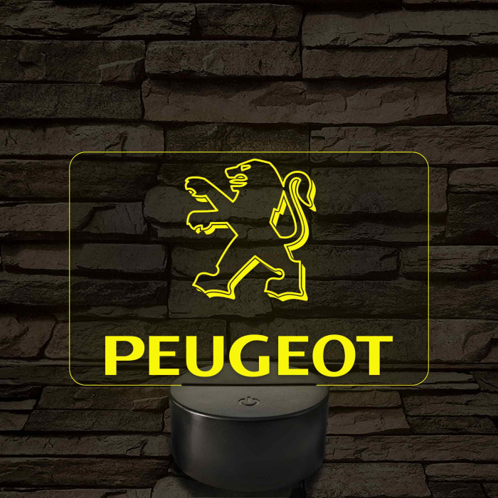 Peugeot logó – 7 színű, színváltós LED lámpa