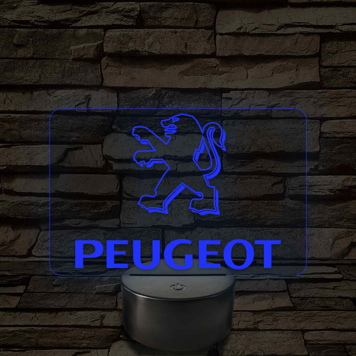 Peugeot logó – 7 színű, színváltós LED lámpa