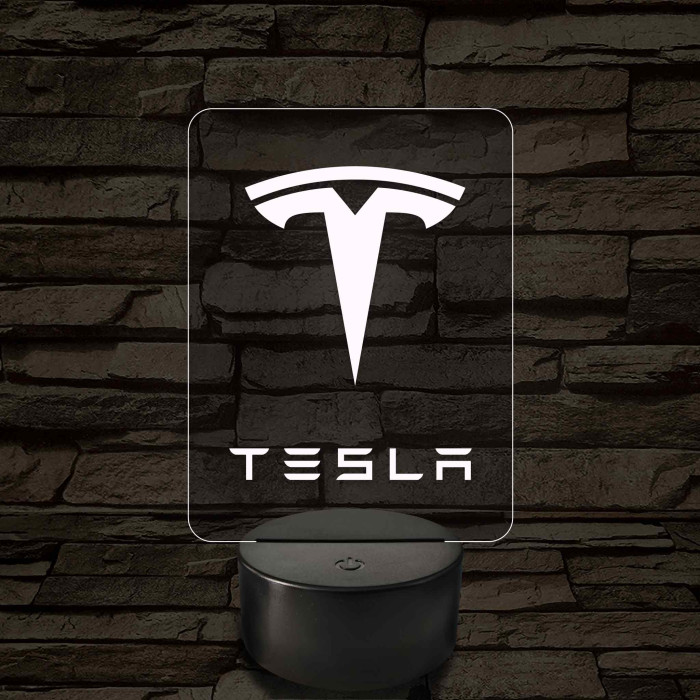 Tesla logó – 7 színű, színváltós LED lámpa