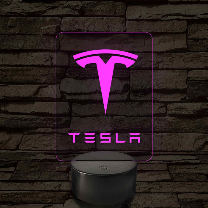 Tesla logó – 7 színű, színváltós LED lámpa