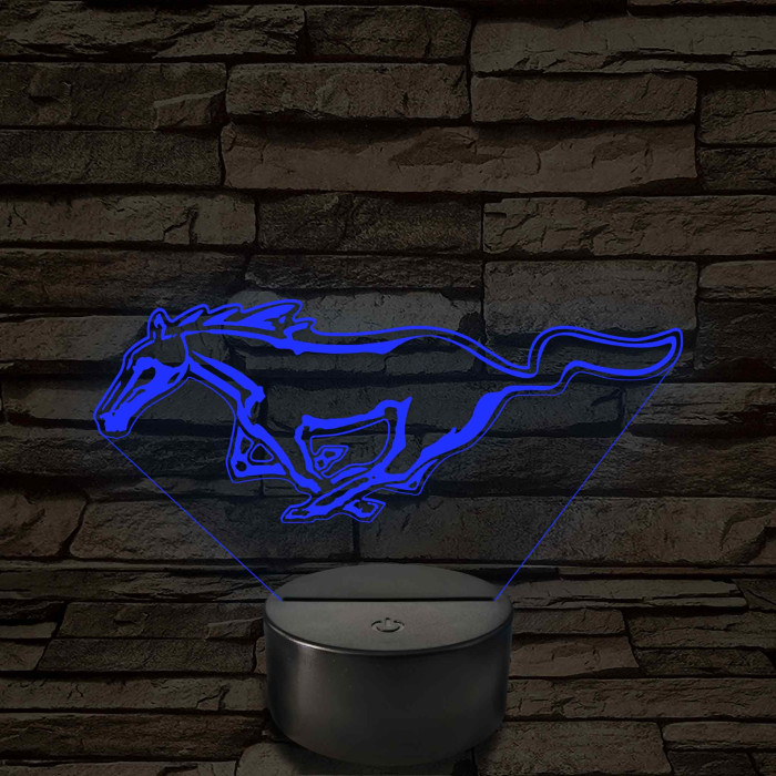 Mustang logó – 7 színű, színváltós LED lámpa