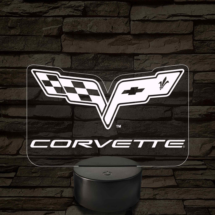 Corvette logó – 7 színű, színváltós LED lámpa