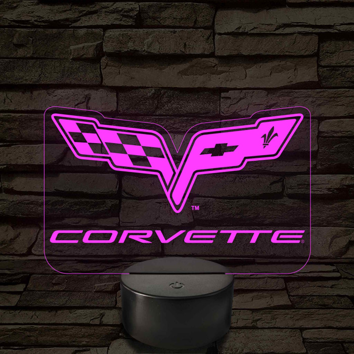 Corvette logó – 7 színű, színváltós LED lámpa