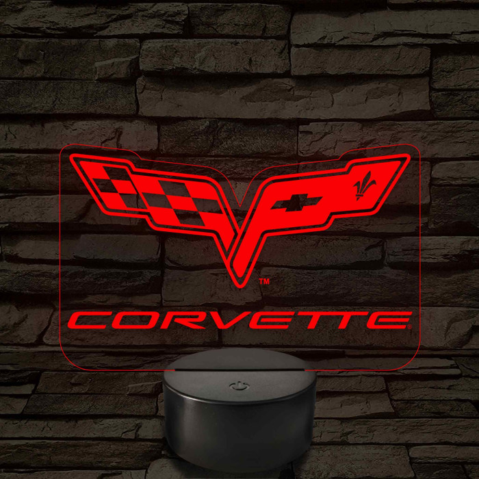 Corvette logó – 7 színű, színváltós LED lámpa