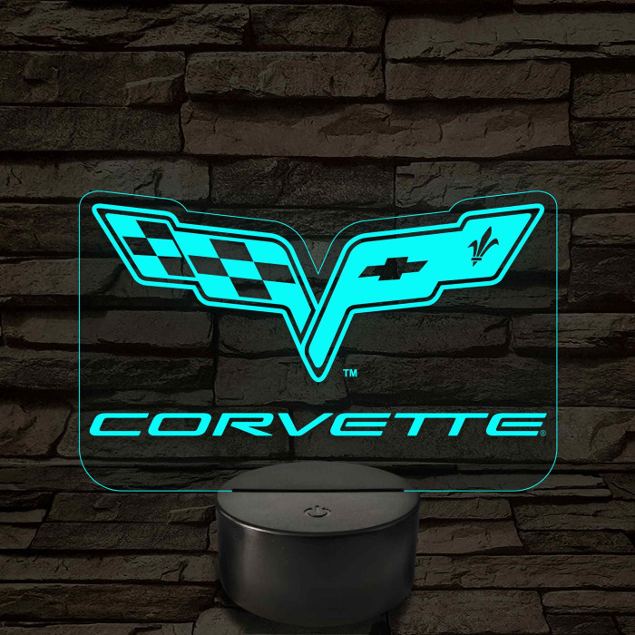 Corvette logó – 7 színű, színváltós LED lámpa