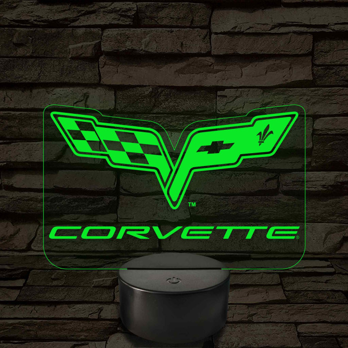 Corvette logó – 7 színű, színváltós LED lámpa