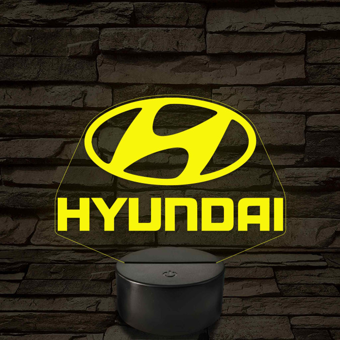 Hyundai logó – 7 színű, színváltós LED lámpa