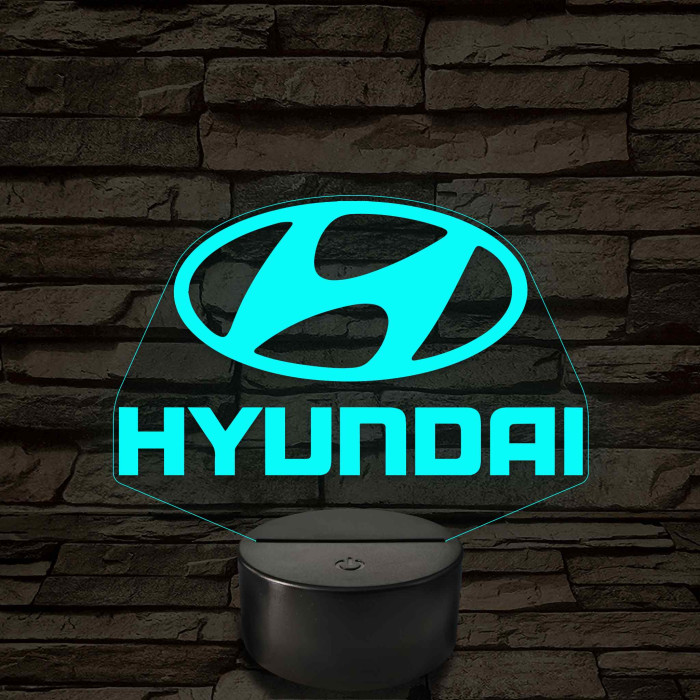 Hyundai logó – 7 színű, színváltós LED lámpa