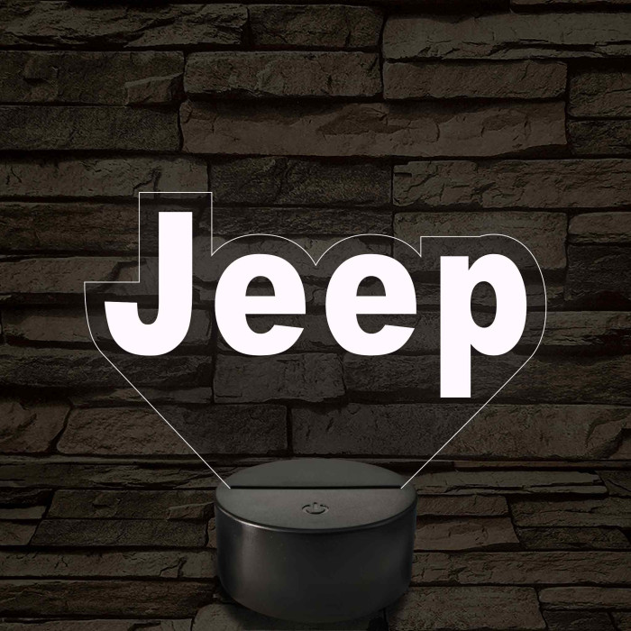 Jeep logó 7 színű, színváltós 3D LED lámpa