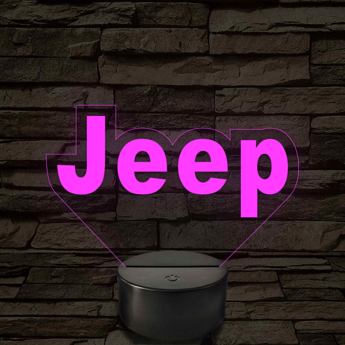 Jeep logó 7 színű, színváltós 3D LED lámpa