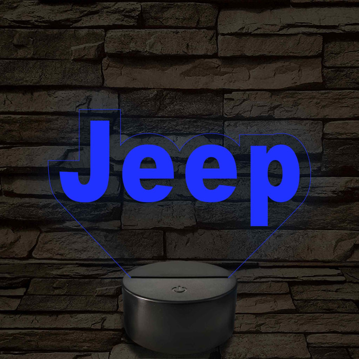 Jeep logó 7 színű, színváltós 3D LED lámpa