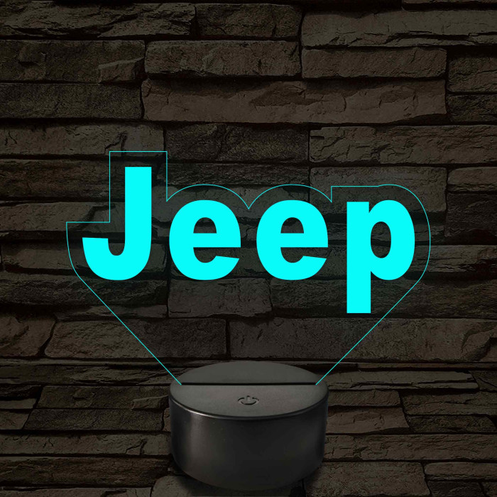 Jeep logó 7 színű, színváltós 3D LED lámpa