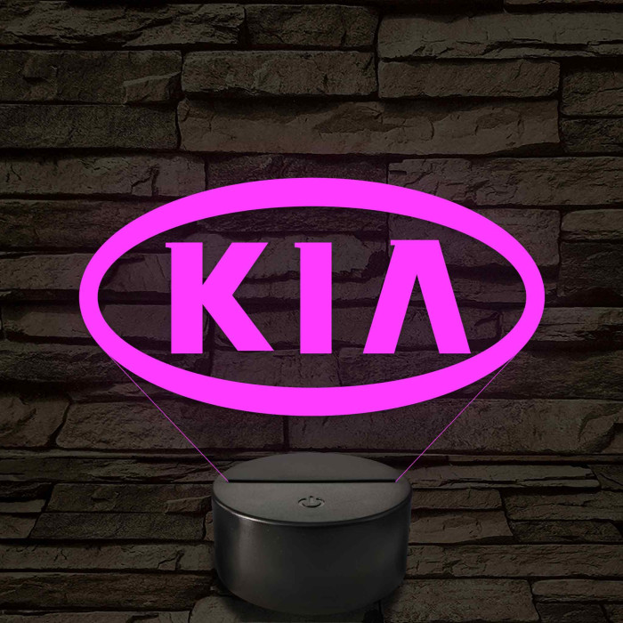 KIA logó 7 színű, színváltós 3D LED lámpa