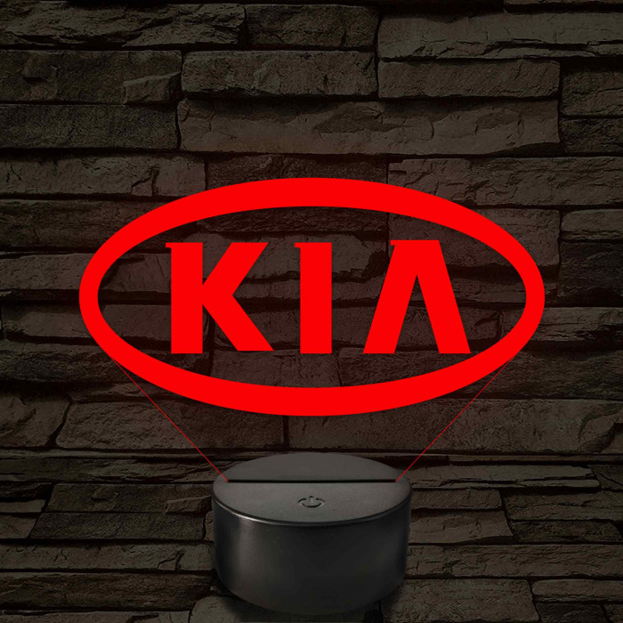 KIA logó 7 színű, színváltós 3D LED lámpa