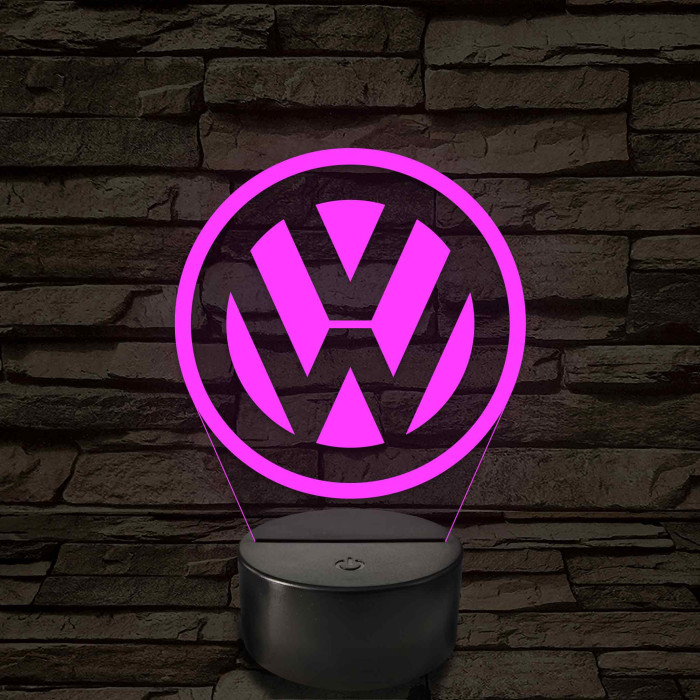 Volkswagen logó - 7 színű, színváltós 3D led lámpa