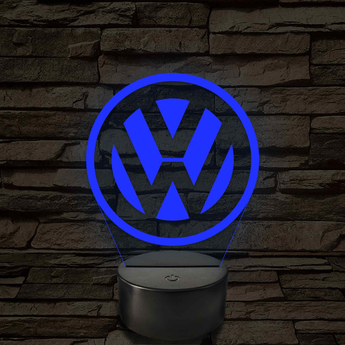 Volkswagen logó - 7 színű, színváltós 3D led lámpa