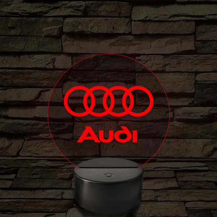 Audi logó - 7 színű, színváltós 3D led lámpa