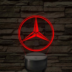 Mercedes logó - 7 színű, színváltós 3D led lámpa
