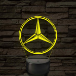 Mercedes logó - 7 színű, színváltós 3D led lámpa