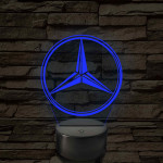 Mercedes logó - 7 színű, színváltós 3D led lámpa