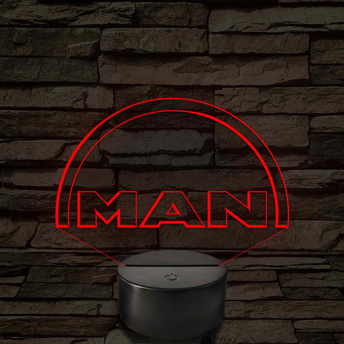 MAN logó - 7 színű, színváltós 3D led lámpa