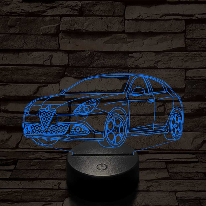 Alfa Romeo Giulietta autó 7 színű 3D led lámpa