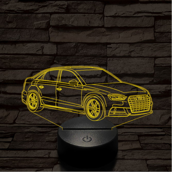 Audi TT autó 7 színű 3D led lámpa