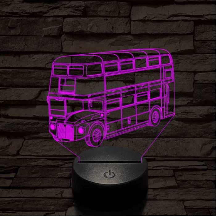 Dupla szintes busz 7 színű 3D led lámpa