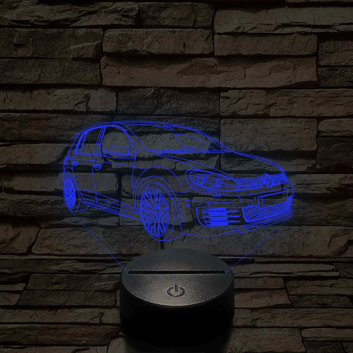 Volkswagen GTi 7 színű 3D led lámpa