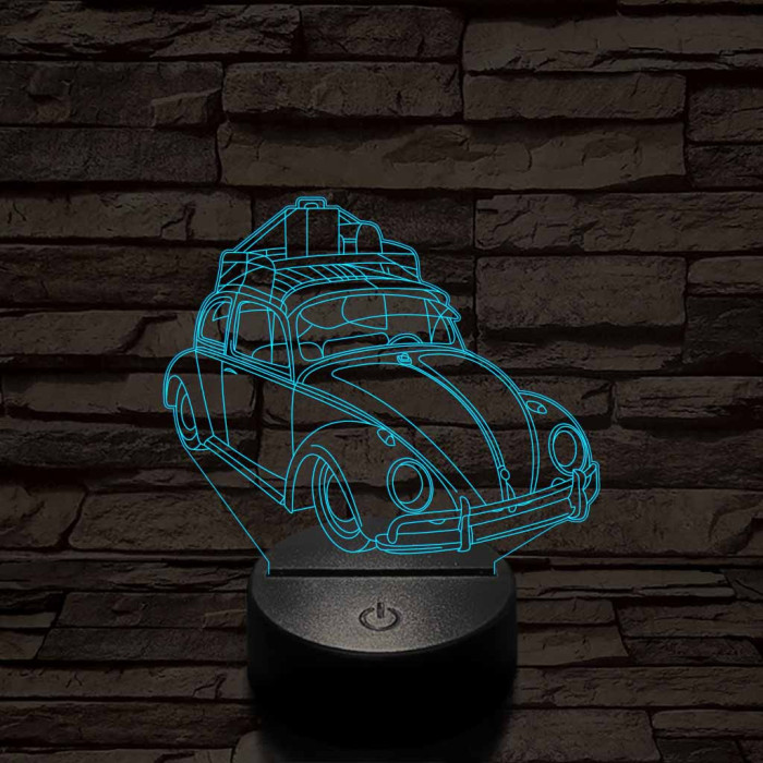 Volkswagen Bogár 7 színű 3D led lámpa