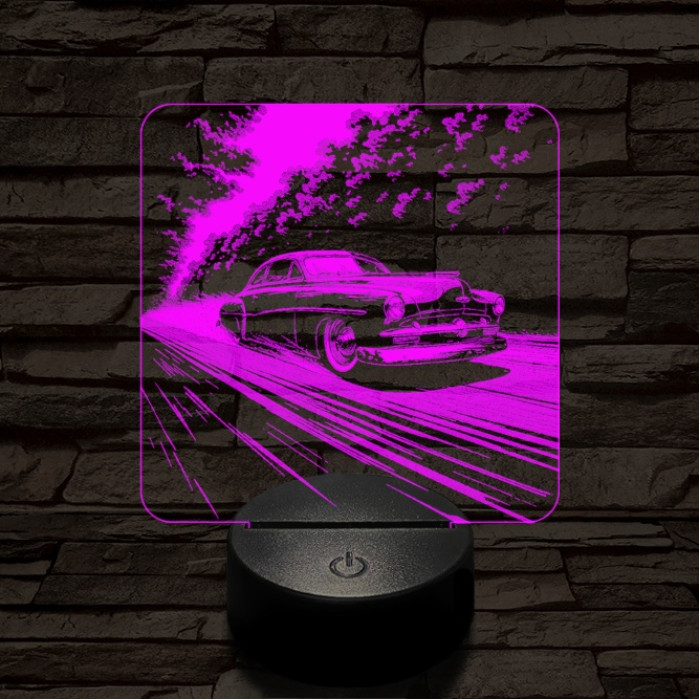 Old Timer gyöngyszem autó 7 színű valósághű 3D led lámpa