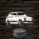 Fiat Polski 126 7 színű 3D led lámpa