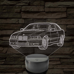 BMW E36 szemből - 7 színű, színváltós 3D led lámpa