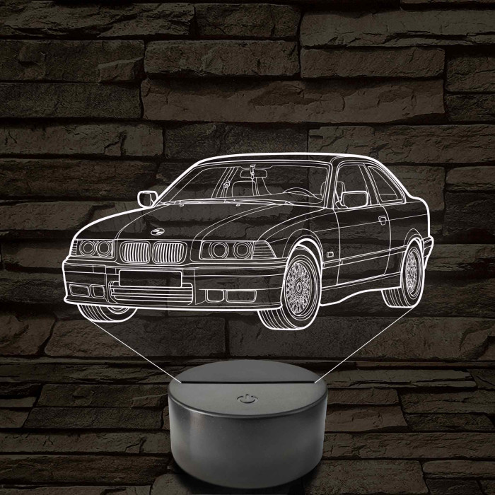 BMW E36 szemből - 7 színű, színváltós 3D led lámpa