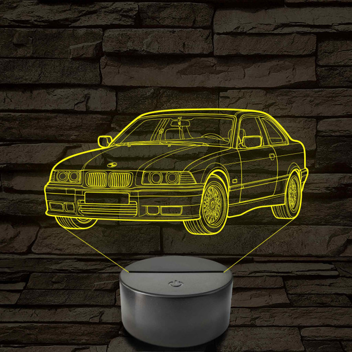 BMW E36 szemből - 7 színű, színváltós 3D led lámpa