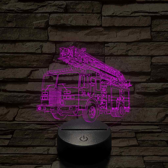 Tűzoltóautó rohamkocsi – 7 színű, színváltós 3D LED lámpa
