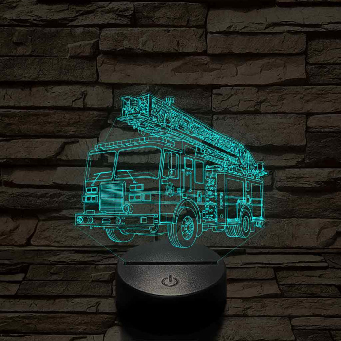 Tűzoltóautó rohamkocsi – 7 színű, színváltós 3D LED lámpa