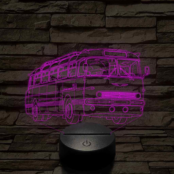 Ikarus 55 Bözsi busz – 7 színű, színváltós 3D LED lámpa
