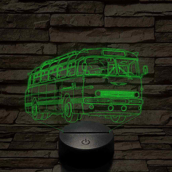 Ikarus 55 Bözsi busz – 7 színű, színváltós 3D LED lámpa