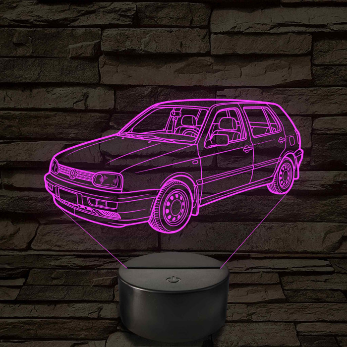 VW Golf MK3 5 ajtós változat - 7 színű, színváltós 3D led lámpa