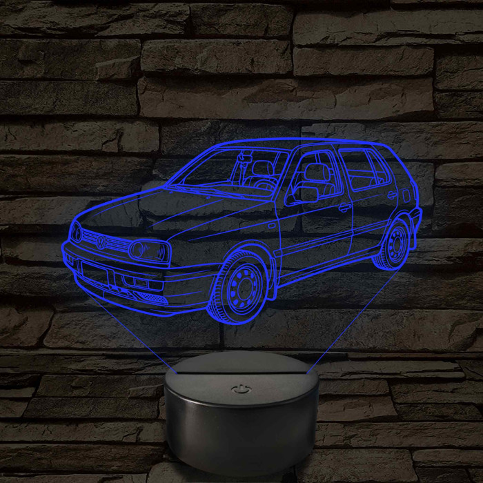 VW Golf MK3 5 ajtós változat - 7 színű, színváltós 3D led lámpa