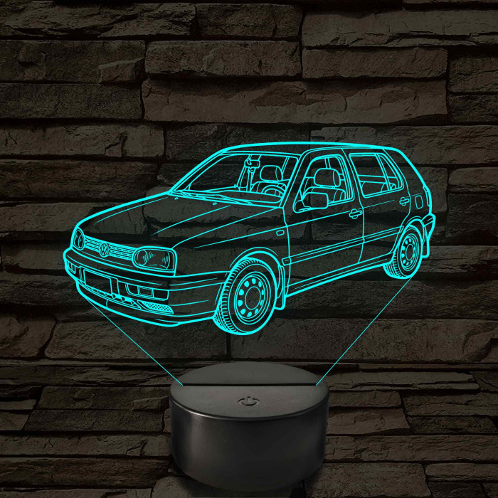 VW Golf MK3 5 ajtós változat - 7 színű, színváltós 3D led lámpa