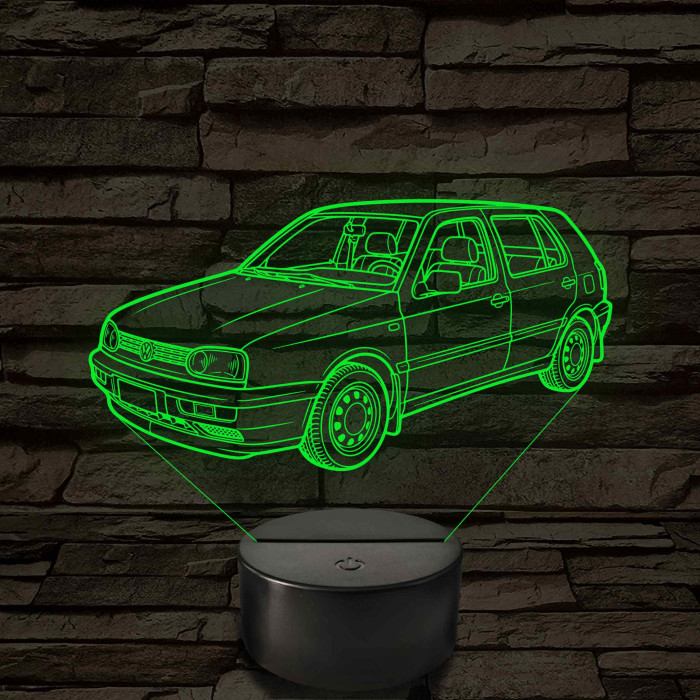 VW Golf MK3 5 ajtós változat - 7 színű, színváltós 3D led lámpa