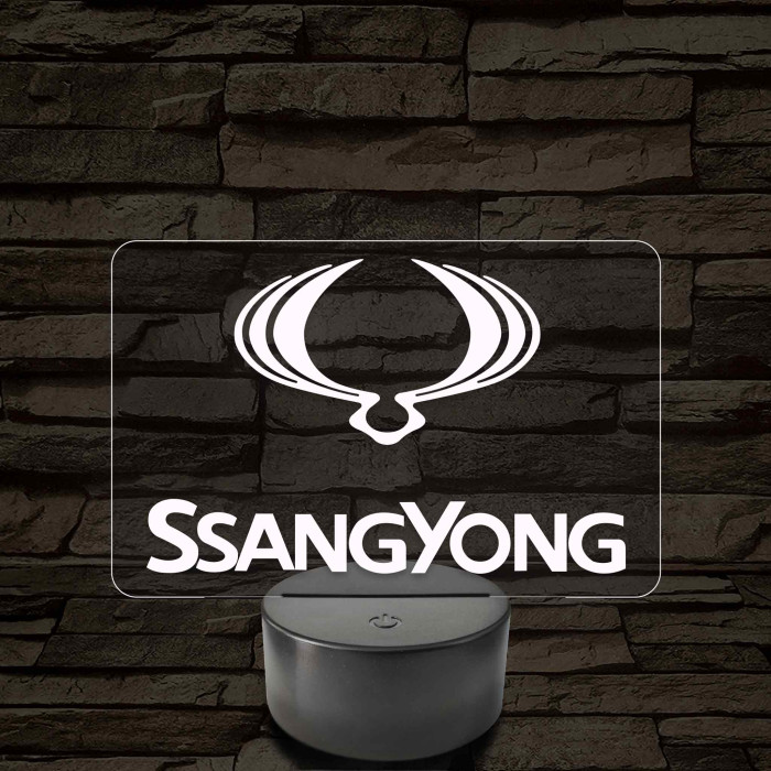 SsangYong régi logós autós lámpa – 7 színű, színváltós LED lámpa