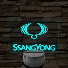 SsangYong régi logós autós lámpa – 7 színű, színváltós LED lámpa