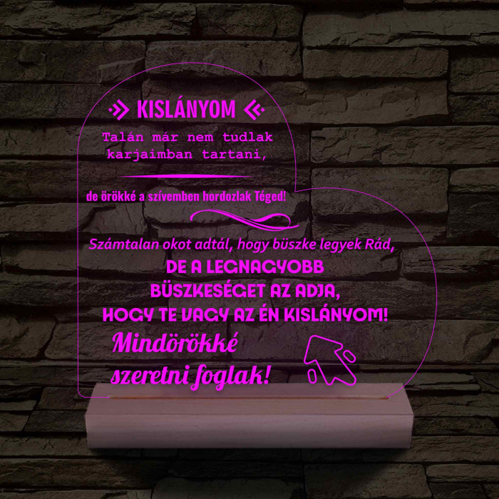 Kislányom fatalpas 7 színű 3D led lámpa