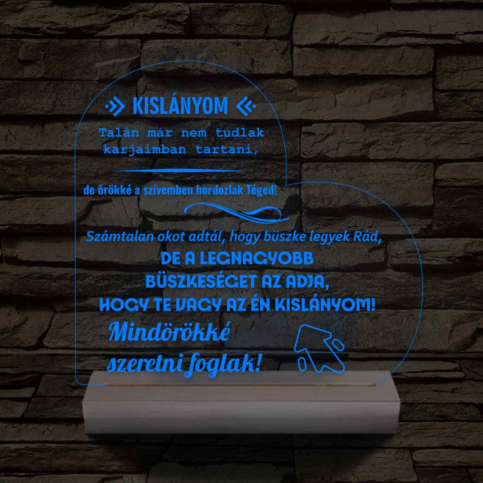 Kislányom fatalpas 7 színű 3D led lámpa