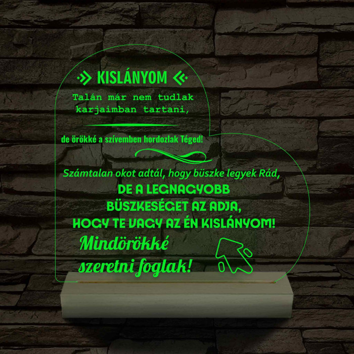 Kislányom fatalpas 7 színű 3D led lámpa